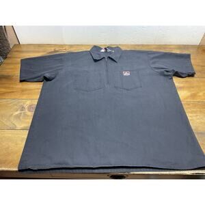 Ben Davis Shirt Mens Size 2XL Short Sleeve 1/2 Zip Solid Black Streetwear